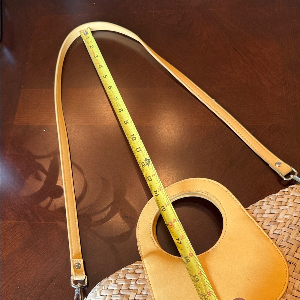 Mango MNG Straw Woven Basket Bag Yellow Crossbody Mini Tote NWOT - Picture 13 of 16